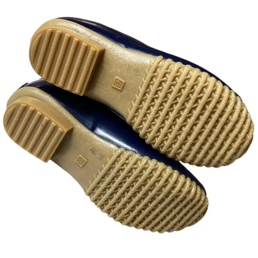 Jack Rogers Chloe Duck Boots Lace Up Women 6 Navy Cream